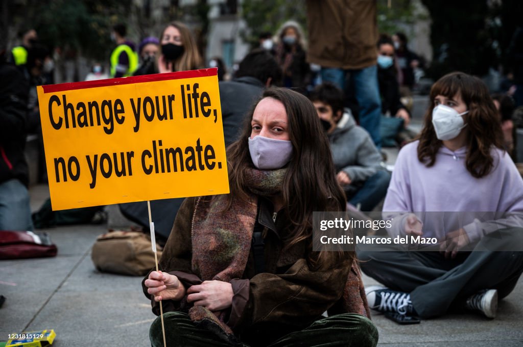 Climate change activists of 'Fridays for Future' group...
