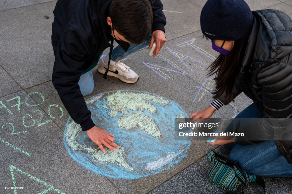 Climate change activists of 'Fridays for Future' group...
