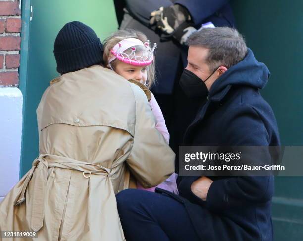 Irina Shayk, Bradley Cooper and Lea De Seine Shayk Cooper are seen on March 19, 2021 in New York City.