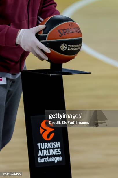 Spielball can be seen during the 2020/2021 Turkish Airlines EuroLeague match between FC Bayern Munich and Anadolu Efes Istanbul at Audi Dome on March...