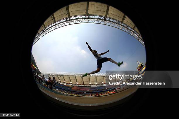 Salim Sdiri pf France competes in the men's long jump qualification round during day six of the 13th IAAF World Athletics Championships at the Daegu...