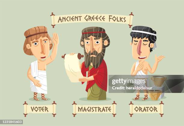 ancient greece characters set - greece democracy stock illustrations