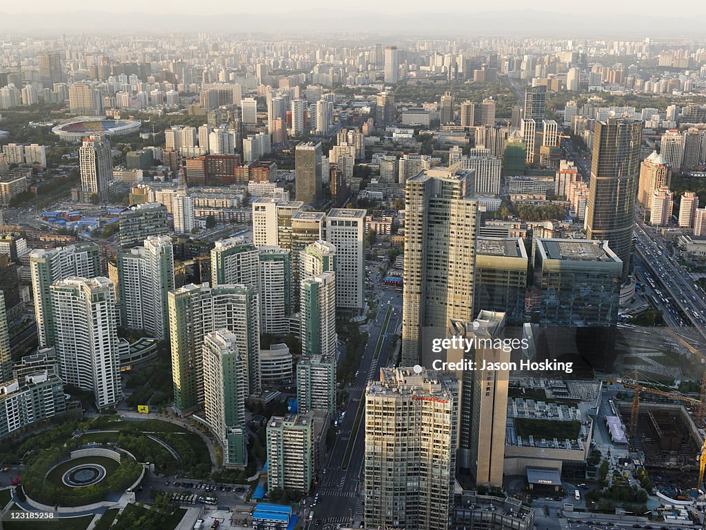 Aerial view of Beijing city and skyline