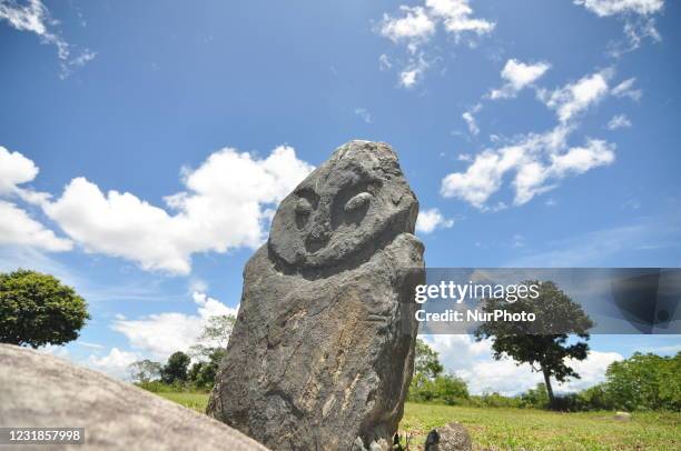 One of the Pokekea megalithic objects, a statue type similar to humans, is found in the Besoa Valley, Poso Regency, Central Sulawesi Province,...