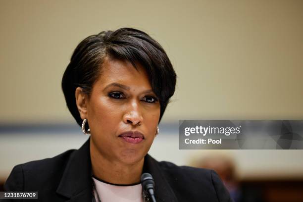 Washington, DC Mayor Muriel Bowser testifies at a House Oversight and Reform Committee hearing on the District of Columbia statehood bill on Capitol...