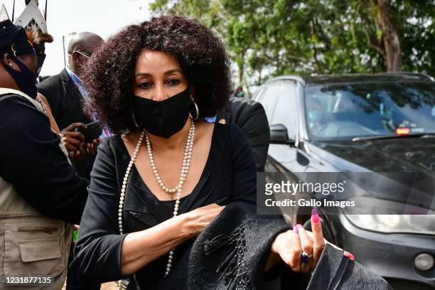 Lindiwe Sisulu, South African Minister of Human Settlement at the funeral service of King Goodwill Zwelithini KaBhekuzulu on March 18, 2021 in...
