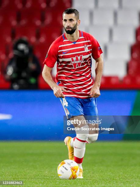 Maxime Gonalons of Granada CF during the UEFA Europa League match between Granada v Molde FK at the Estadio Nuevo Los Carmenes on March 11, 2021 in...