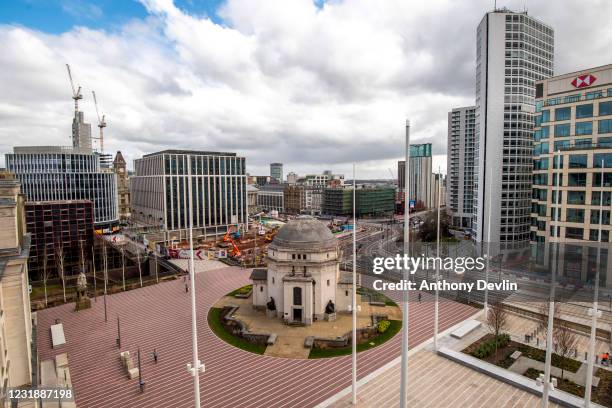 General view of The Hall of Memory in Centenary Square in Birmingham city centre on March 20, 2020 in Birmingham, England.