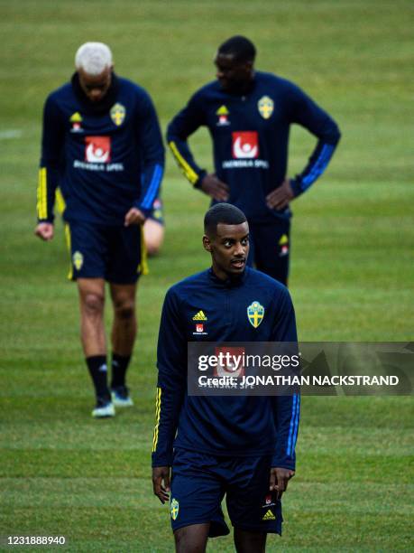 Sweden's forward Alexander Isak attends a training session of Sweden's national football team in Stockholm on March 23 prior to the World Cup...
