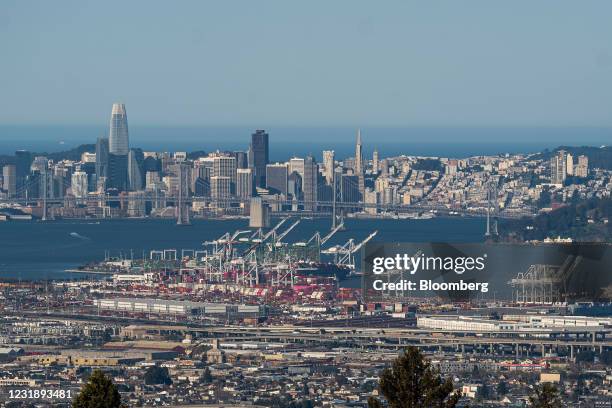 The Port of Oakland in Oakland, California, U.S., on Tuesday, March 23, 2021. Exporters, importers and their agents are considering buying their own...