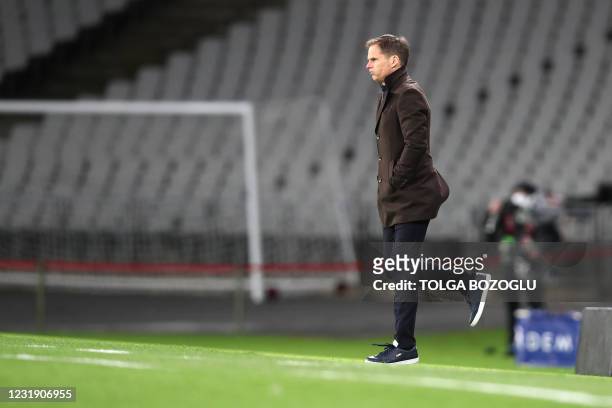 Netherlands' coach Frank de Boer stands on the sidelines during the FIFA World Cup Qatar 2022 qualification Group G football match between Turkey and...