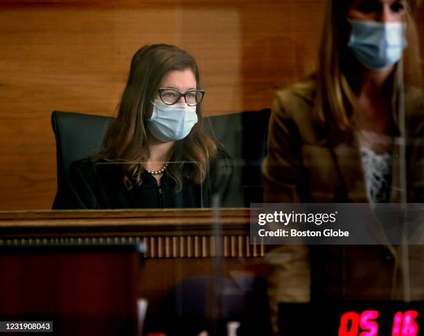 Waltham District Court Judge Sarah Ellis at a Zoom Arraignment for Clauvens Janvier, at the Second District Court of Eastern Middlesex in Waltham, MA...