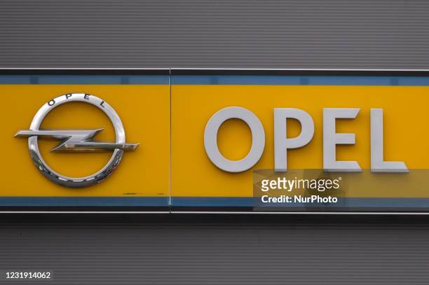 Logo of OPEL, a German automobile manufacturer. On Wednesday, March 24 in Dublin, Ireland.