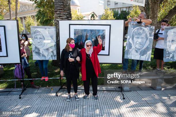 Hebe de Bonafini president of Mothers of the Plaza de Mayo seen gesturing. The Mothers of Plaza de Mayo returned to mobilize after more than a year....