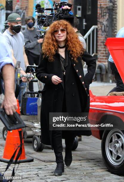 Natasha Lyonne is seen on the set of "Russian Doll" on March 25, 2021 in New York City.