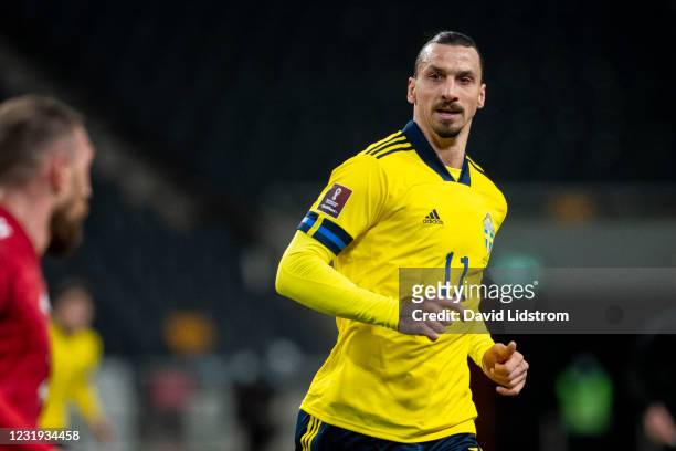 Zlatan Ibrahimovic of Sweden during the FIFA World Cup 2022 Qatar qualifying match between Sweden and Georgia on March 25, 2021 in Stockholm, Sweden.