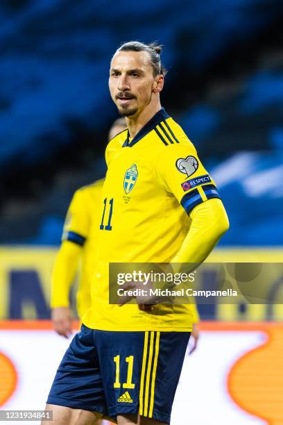 Zlatan Ibrahimovic of Sweden during the FIFA World Cup 2022 Qatar qualifying match between Sweden and Georgia on March 25, 2021 in Stockholm, Sweden.