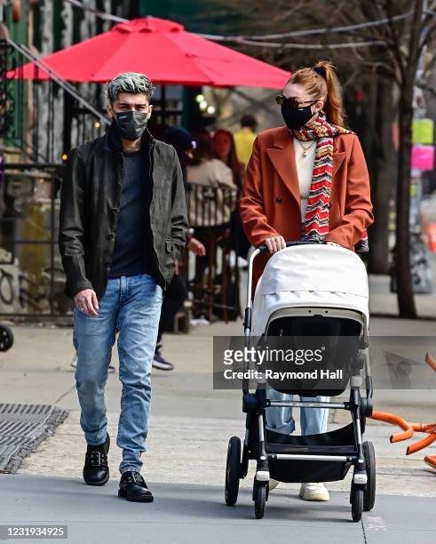 Zayn Malik and Gigi Hadid are seen on March 25, 2021 in New York City.