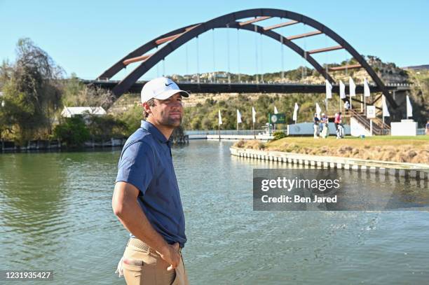 Scottie Scheffler stands near the bridge and the 13th tee box during round two of the World Golf Championships-Dell Technologies Match Play at Austin...