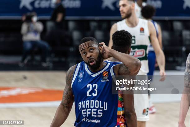 James Anderson of Anadolu Efes Istanbul plays against Panathinaikos OPAP Athens in Round 31 of the 2020/2021 Turkish Airlines Euroleague Regular...