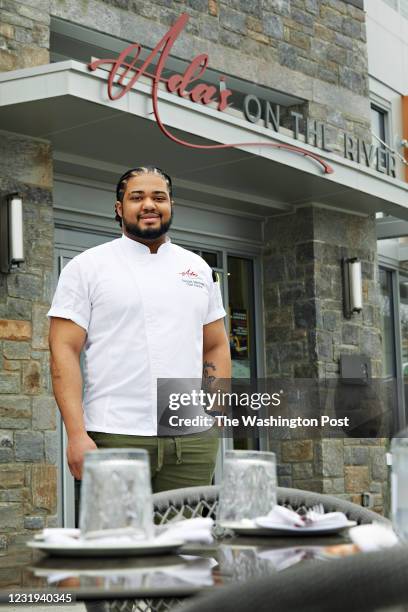Chef Randall J. Matthews outside of Adas on the River photographed in Alexandria, VA on March 17, 2021. .