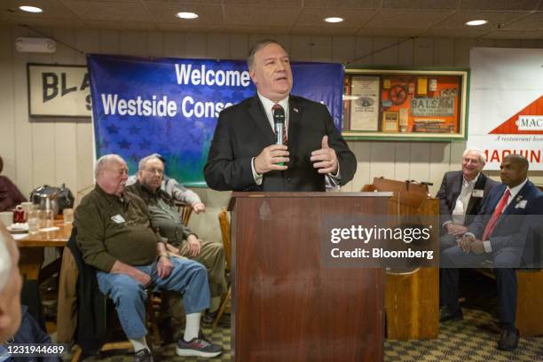 Michael Pompeo, former U.S. Secretary of State, speaks during a breakfast with the Westside Conservative Club in Urbandale, Iowa, on Friday, March...