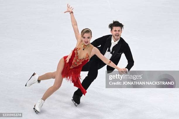 Russia's Alexandra Stepanova and Ivan Bukin perform during the ice dance programme event at the ISU World Figure Skating Championships in Stockholm...