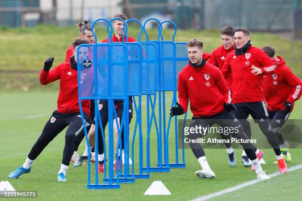 Friday 26 March 2021 Re: Wales national football team training, ahead of their international friendly against Mexico, at the Vale Resort, south...