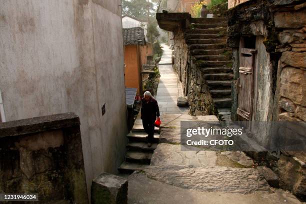 Photo taken on March 23, 2021 shows Waner Village in Huangshan City, Anhui Province, China. Most of the houses in Waner Village, a traditional...