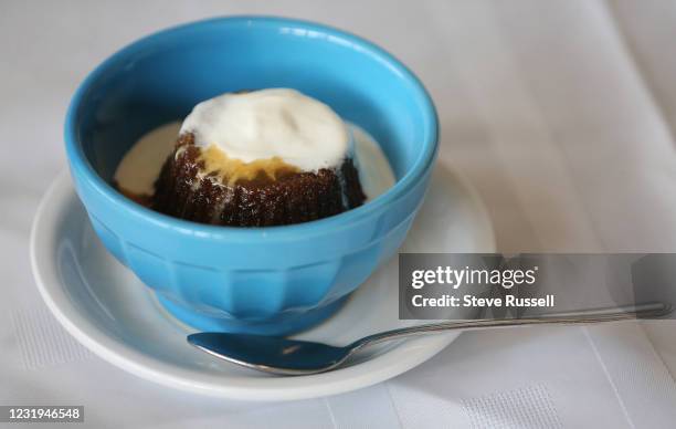 Toronto, ON- March 25 - Sticky toffee pudding. High Street Fish and Chips in North York opened in 2005 by Scottish husband-and-wife team Frank and...