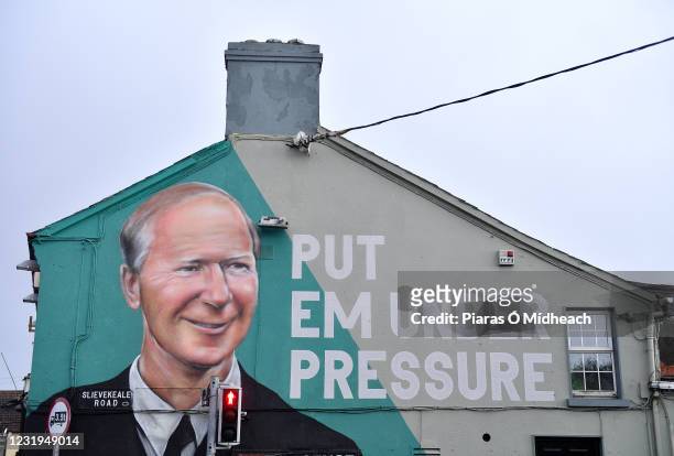 Waterford , Ireland - 26 March 2021; A mural of former Republic of Ireland manager Jack Charlton on a wall on the Slievekeale road near the RSC...