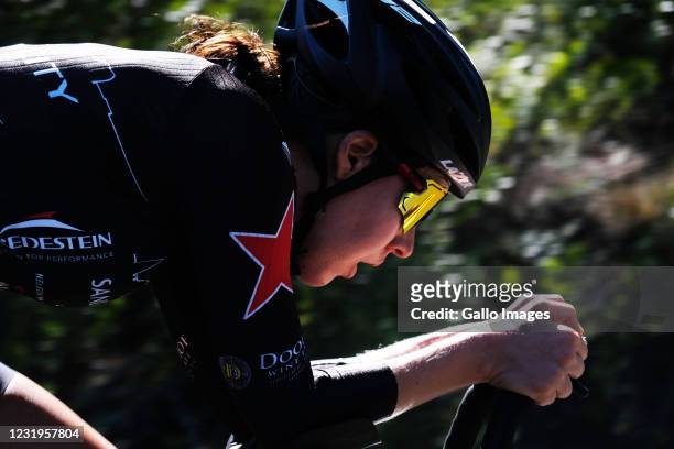 Zanri Rossouw of Sandton City Cycle Nation ladies prepares ahead of the South African National Road Race Championships road race event held on March...