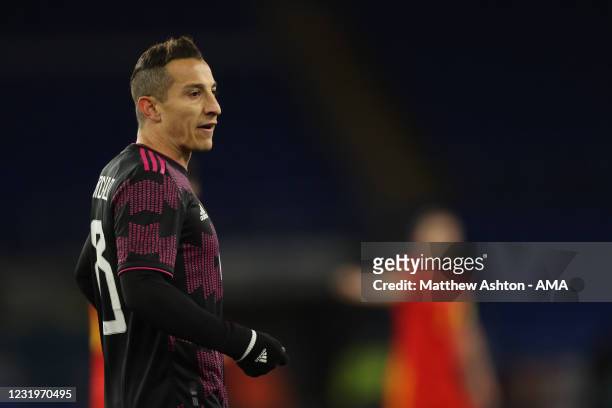 Andreas Guardado of Mexico during the International Friendly match between Wales and Mexico at Cardiff City Stadium on March 27, 2021 in Cardiff,...