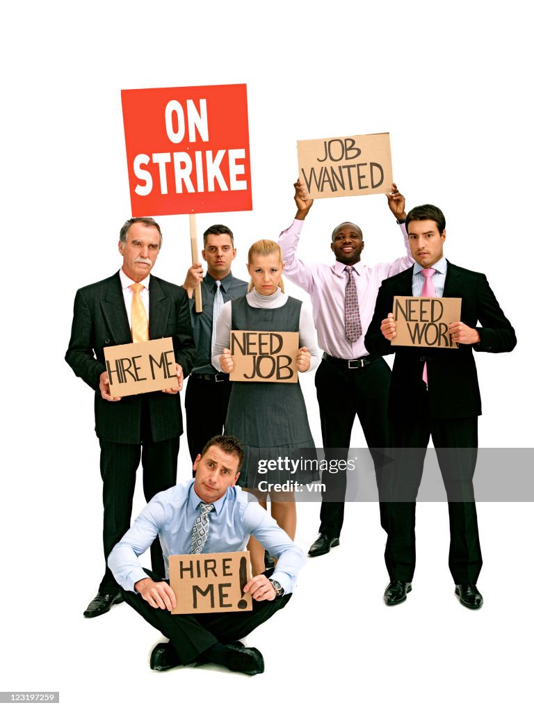 Greve de trabalhadores de espinhaços branco