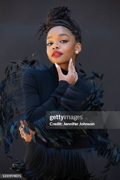 Marsai Martin gets ready for the 52nd NAACP Image Awards Virtual Experience on March 27, 2021 in Los Angeles, California. The week-long virtual...