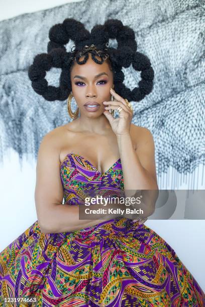 Actress Brandee Evans gets ready for the 52nd NAACP Image Awards on March 27, 2021 in Los Angeles, California. The 52nd NAACP Image Awards ceremony...