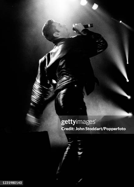 Dave Gahan of Depeche Mode performing on stage at Pabellon Del Real Madrid during their "Music For The Masses" tour on 22nd October, 1987 in Madrid,...