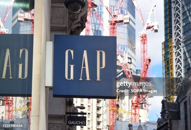 Gap shop sign seen in central London, Gracechurch Street.