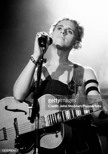 Martin Gore of Depeche Mode performing on stage at Pabellon Del Real Madrid during their "Music For The Masses" tour on 22nd October, 1987 in Madrid,...