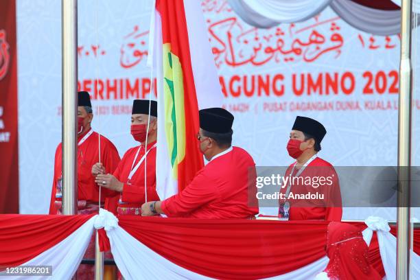 Dr. Ahmad Zahid bin Hamidi , President of United Malay National Organization , raise the UMNO flag during UMNO General Assembly at the World Trade...