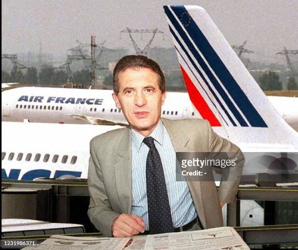 Montage sur fond d'avions Air France d'une photo prise le 19 septembre dernier de Jean-Cyril Spinetta, qui a été élu ce 23 septembre président d'Air...