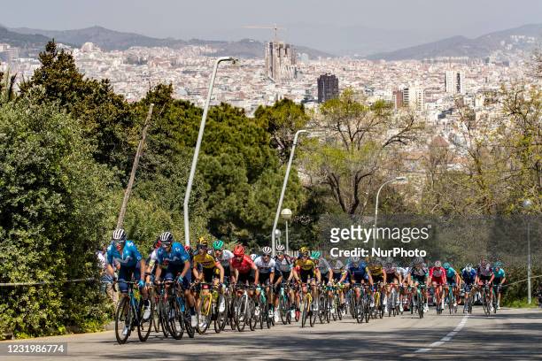 Ambiance at the ascension of Montjuic mountain during the 100th Volta Ciclista a Catalunya 2021, Stage 7 from Barcelona to Barcelona. On March 28,...
