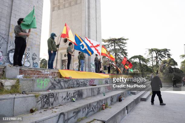 During a gathering of right-wing supporters at Arco de la Victoria commemorating the 82nd anniversary of the date when Franco and other rebel forces...