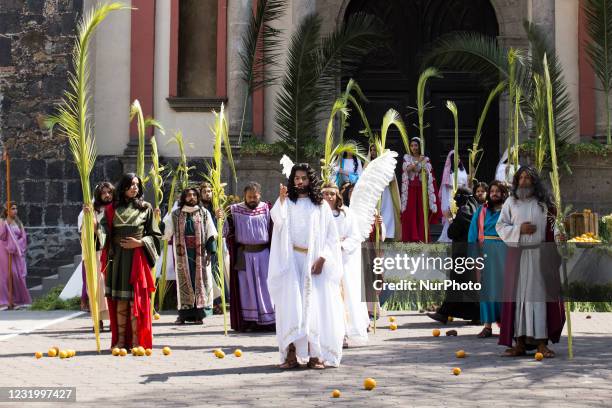 Rodrigo Neri, performs during the 178 representation of the Passion of Christ in the Iztapalapa Borough, began behind closed doors due to the...