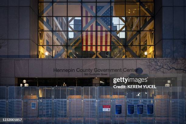 Minnesota National Guard stand guard outside the Hennepin County Government Center before the opening statement of former Minneapolis Police officer...