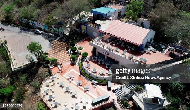 March 28, 2021 -- Aerial photo taken on March 28, 2021 shows a restaurant during lockdown in Bhopal, India. India's COVID-19 tally reached 11 624 on...
