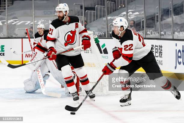 New Jersey Devils defenseman Ryan Murray starts a rush up ice during a game between the Boston Bruins and the New Jersey Devils on March 28 at TD...