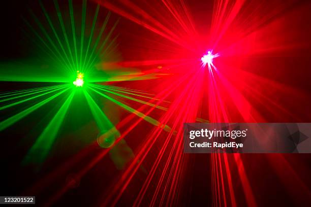 red and green laser lights, long exposure - strobe light bildbanksfoton och bilder