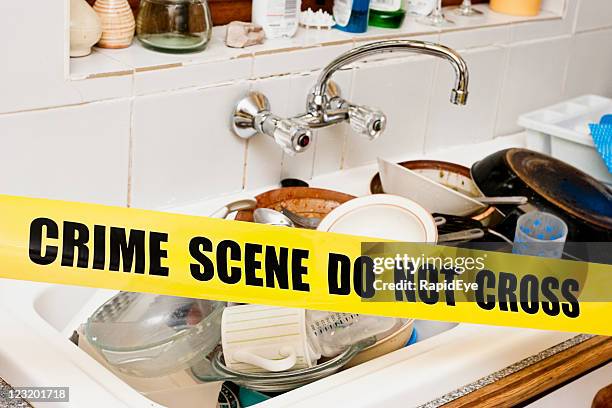 washing-up crime - crime board stock pictures, royalty-free photos & images