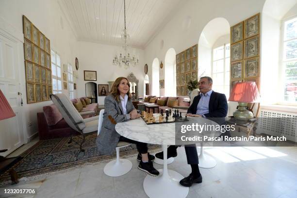 Businessman Carlos Ghosn and his wife Carole are photographed for Paris Match on Febuary 25, 2021 in Beit Trad, Lebanon.